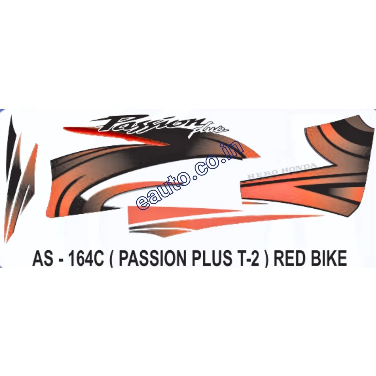Graphics Sticker Set for Hero Honda Passion Plus | Type 2 | Red Vehicle | Both Sides