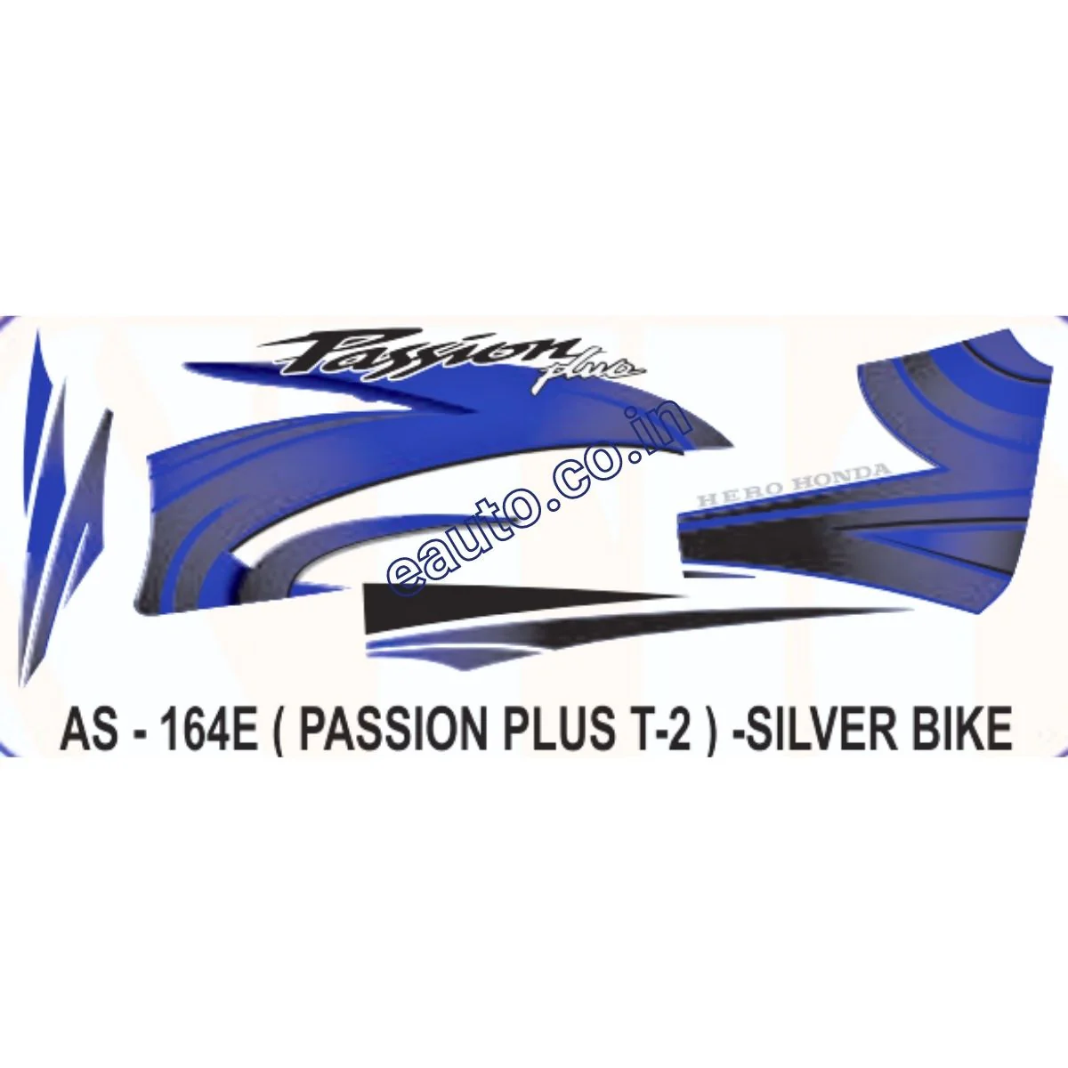 Graphics Sticker Set for Hero Honda Passion Plus | Type 2 | Silver Vehicle | Both Sides