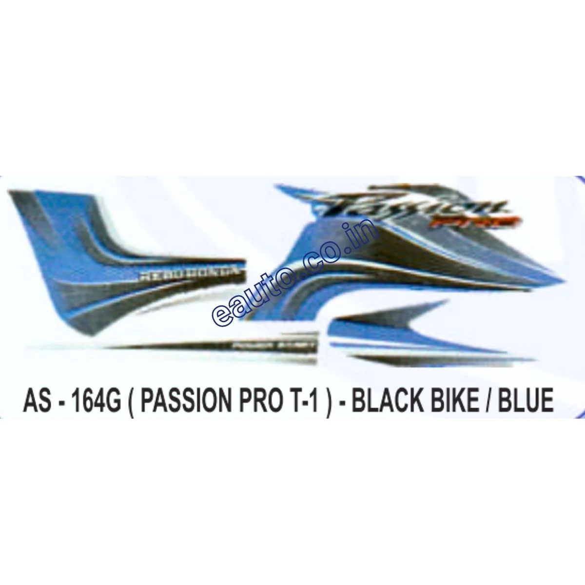 Graphics Sticker Set for Hero Honda Passion Pro | Type 1 | Black Vehicle | Blue Sticker | Both Sides