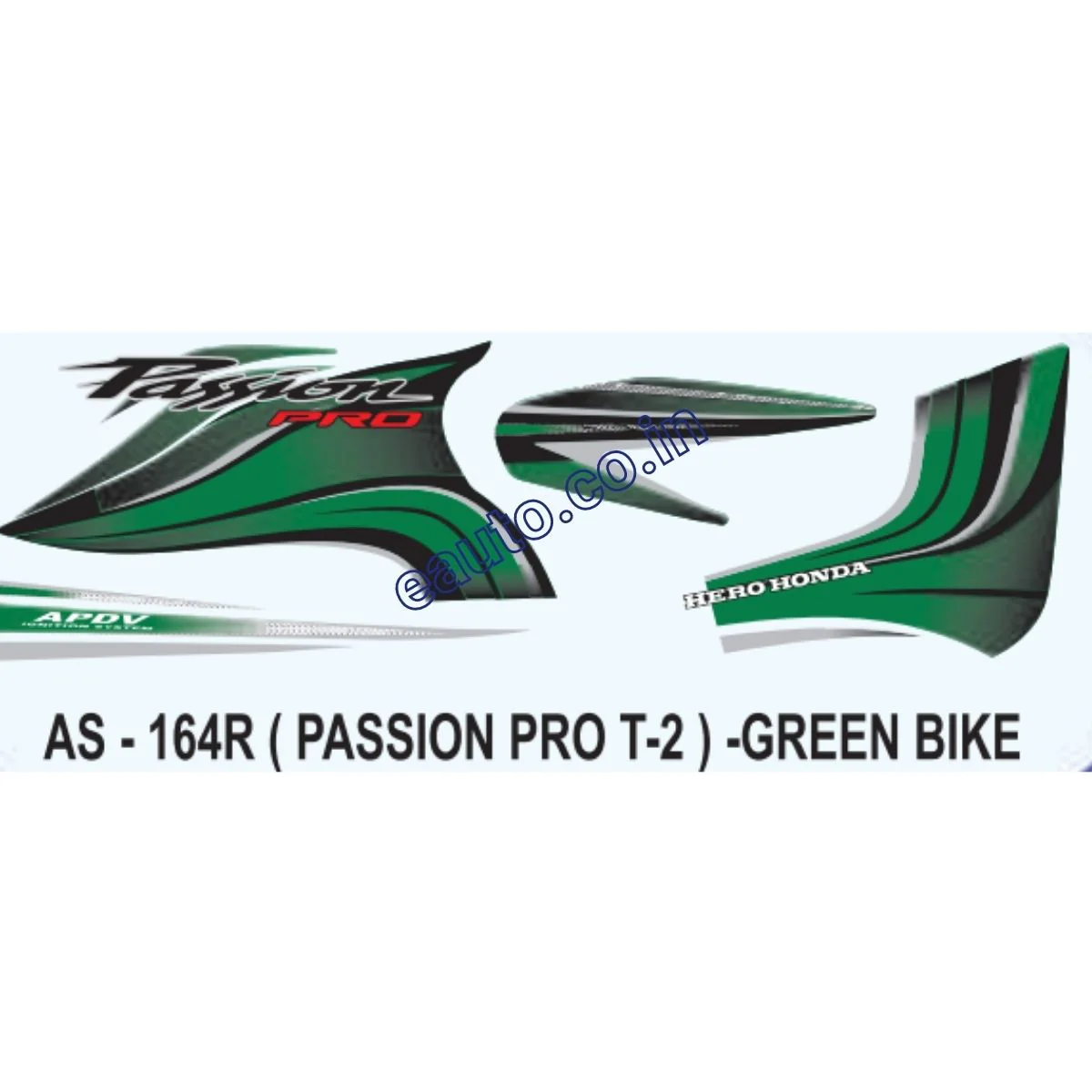 Graphics Sticker Set for Hero Honda Passion Pro | Type 2 | Green Vehicle | Both Sides
