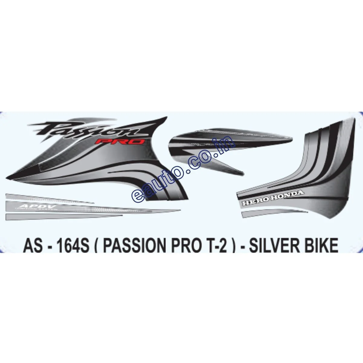 Graphics Sticker Set for Hero Honda Passion Pro | Type 2 | Silver Vehicle | Both Sides