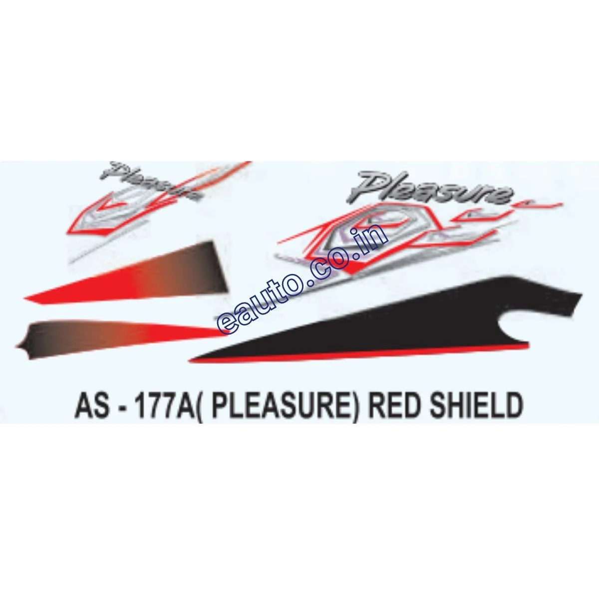 Graphics Sticker Set for Hero Honda Pleasure | Red Shield Sticker | Both Sides