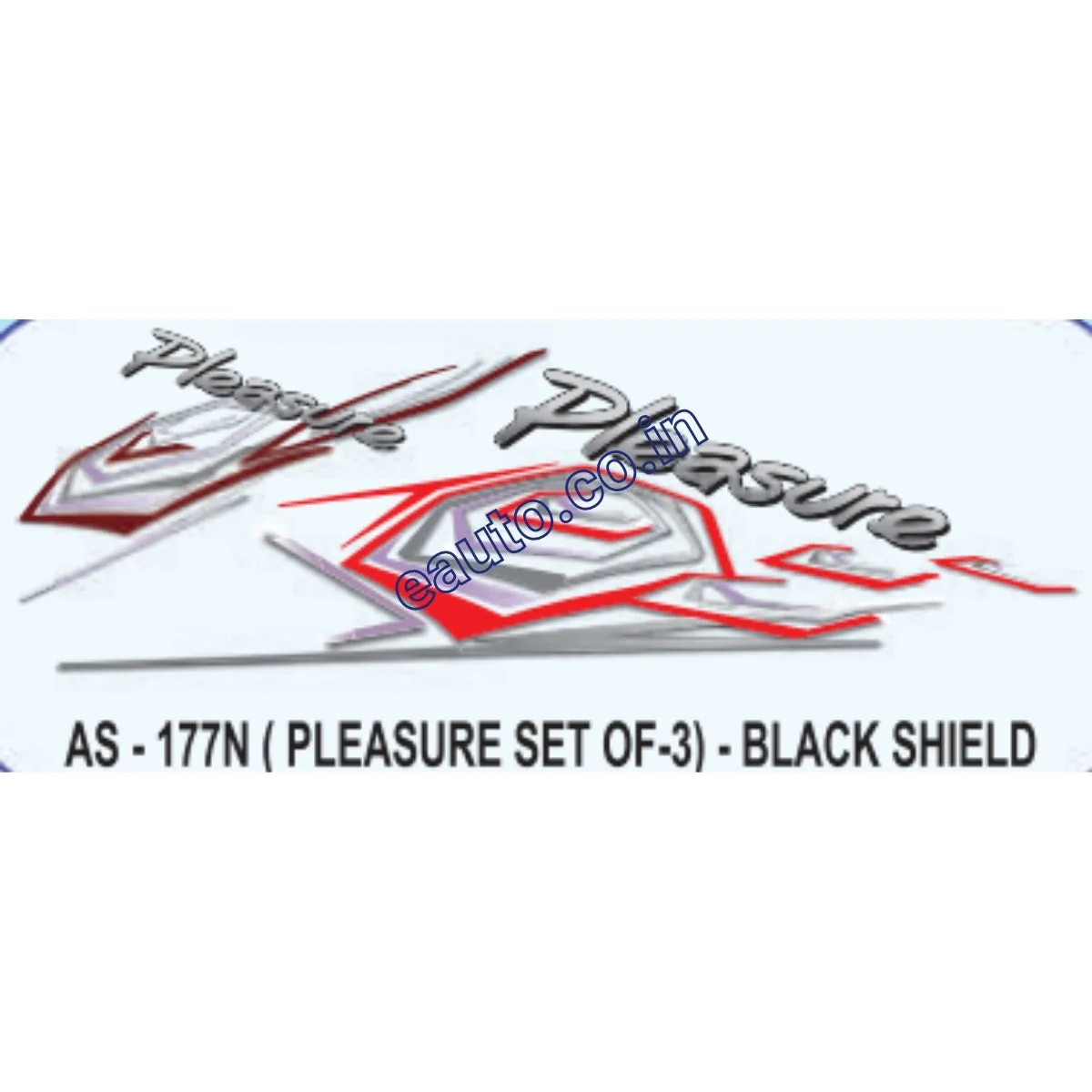 Graphics Sticker Set for Hero Honda Pleasure | Set Of 3 | Black Shield Sticker | Both Sides