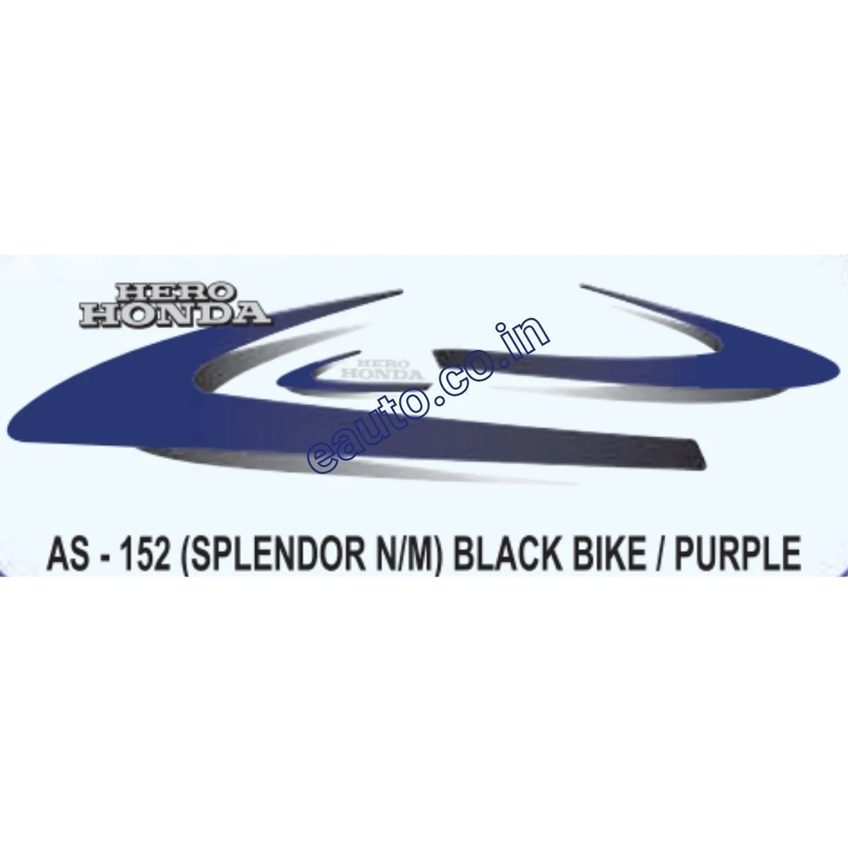 Graphics Sticker Set for Hero Honda Splendor | New Model | Black Vehicle | Purple Sticker | Both Sides