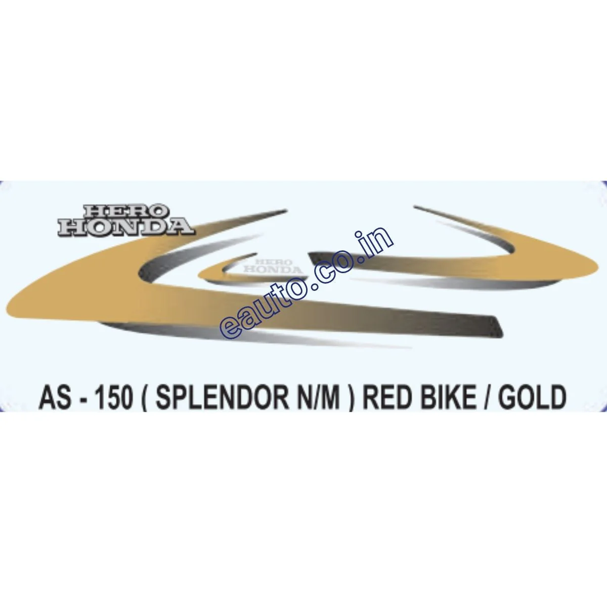 Graphics Sticker Set for Hero Honda Splendor | New Model | Red Vehicle | Gold Sticker | Both Sides