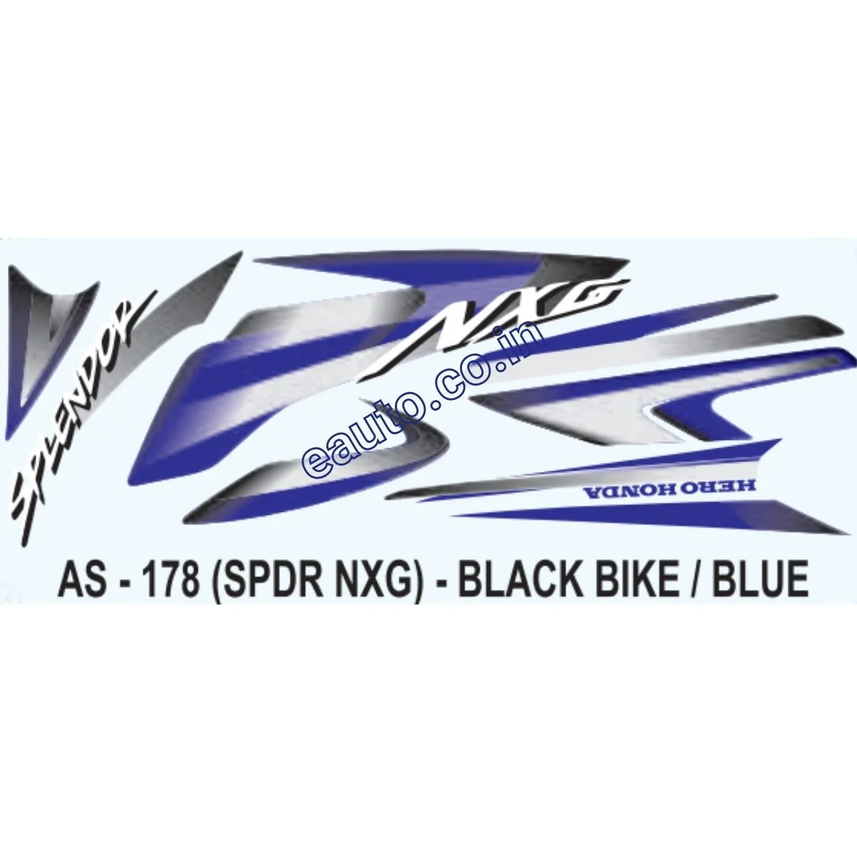 Graphics Sticker Set for Hero Honda Splendor NXG | Black Vehicle | Blue Sticker | Both Sides