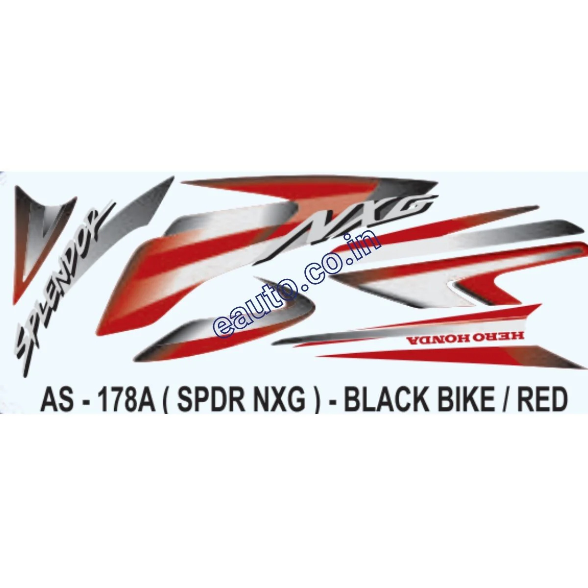 Graphics Sticker Set for Hero Honda Splendor NXG | Black Vehicle | Red Sticker | Both Sides