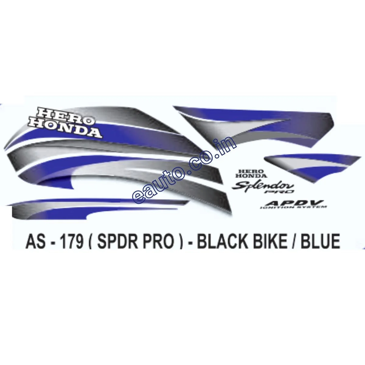 Graphics Sticker Set for Hero Honda Splendor Pro | Black Vehicle | Blue Sticker | Both Sides