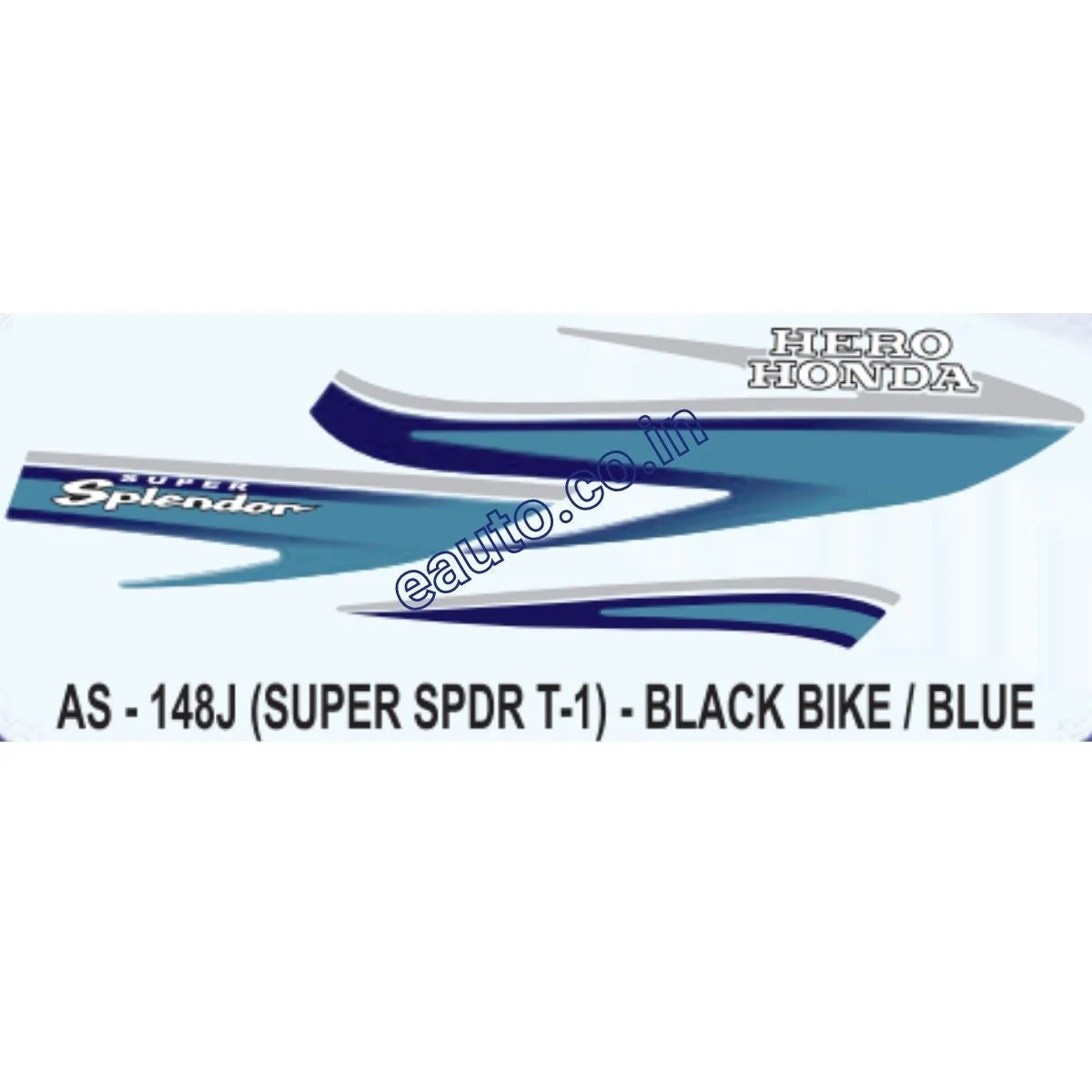 Graphics Sticker Set for Hero Honda Super Splendor | Type 1 | Black Vehicle | Blue Sticker | Both Sides