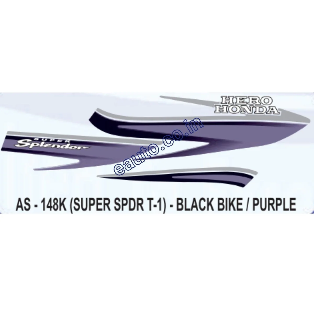 Graphics Sticker Set for Hero Honda Super Splendor | Type 1 | Black Vehicle | Purple Sticker | Both Sides
