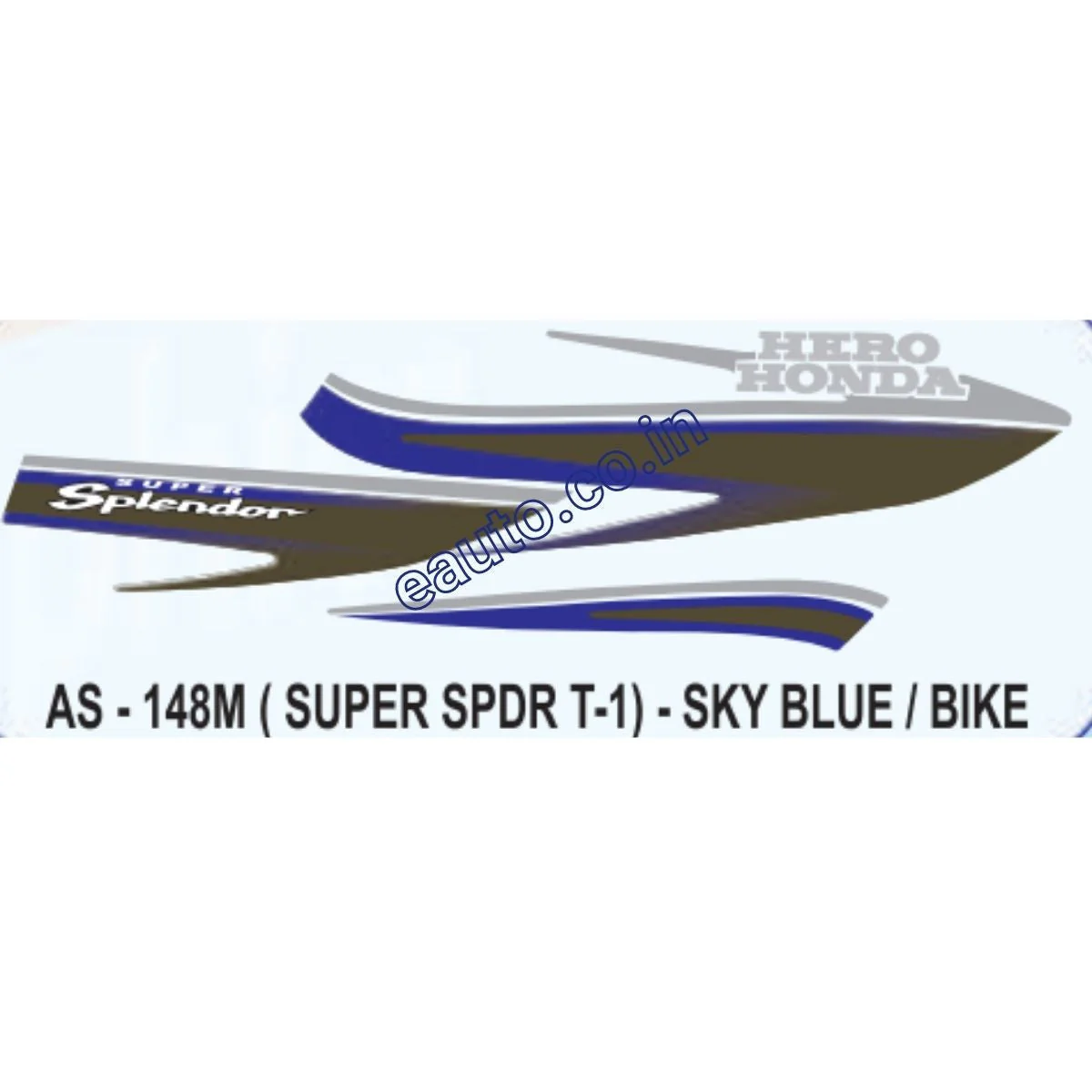 Graphics Sticker Set for Hero Honda Super Splendor | Type 1 | Sky Blue Vehicle | Both Sides