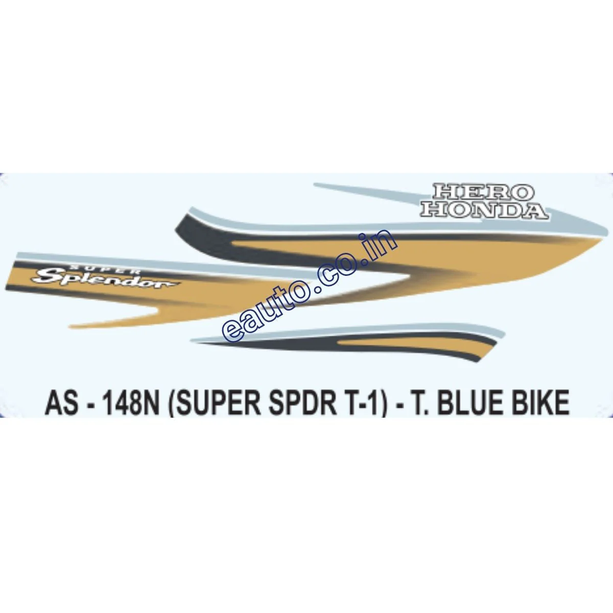 Graphics Sticker Set for Hero Honda Super Splendor | Type 1 | Turqoise Blue Vehicle | Both Sides