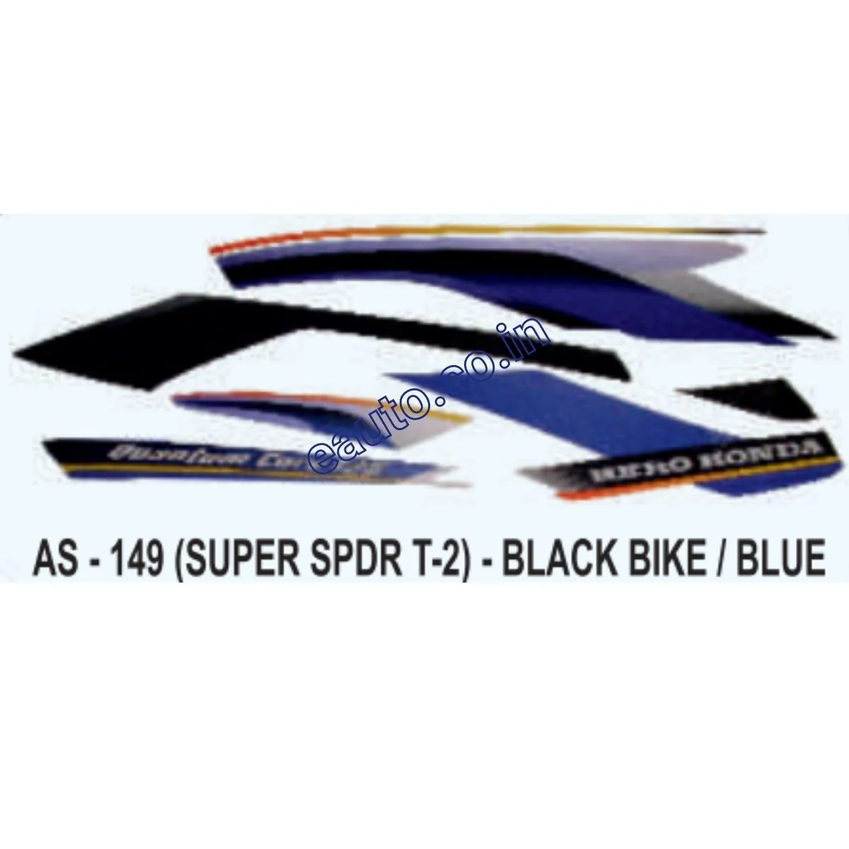 Graphics Sticker Set for Hero Honda Super Splendor | Type 2 | Black Vehicle | Blue Sticker | Both Sides