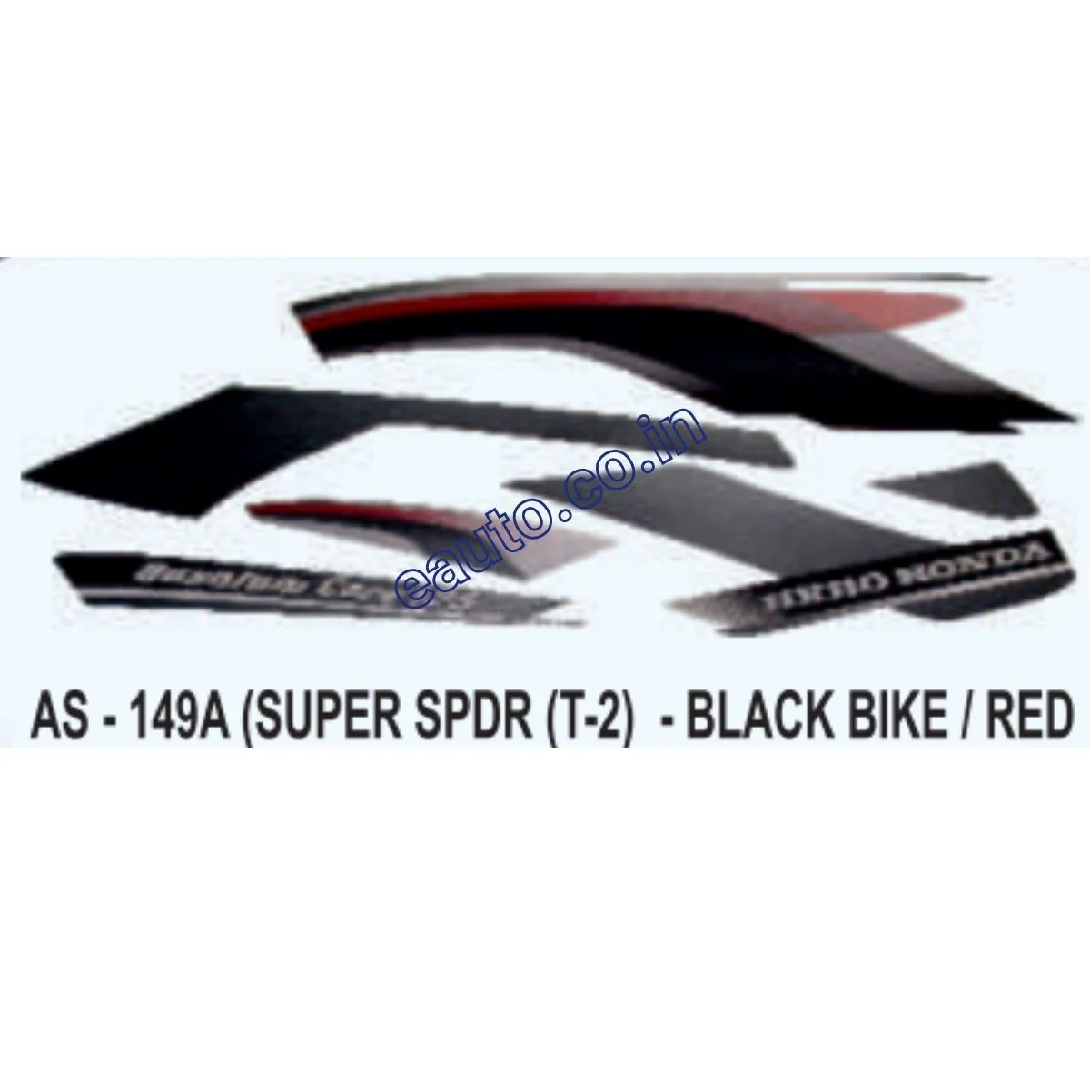 Graphics Sticker Set for Hero Honda Super Splendor | Type 2 | Black Vehicle | Red Sticker | Both Sides