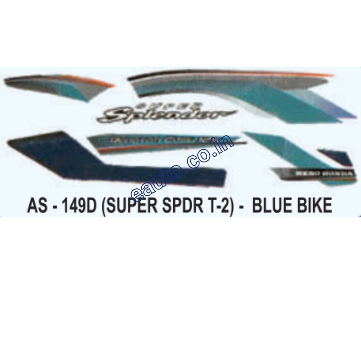 Graphics Sticker Set for Hero Honda Super Splendor | Type 2 | Blue Vehicle | Both Sides