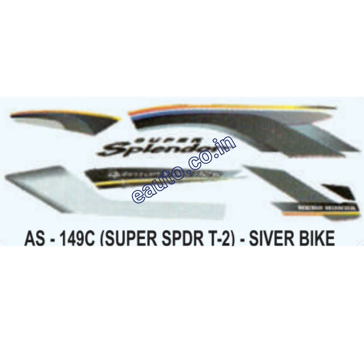 Graphics Sticker Set for Hero Honda Super Splendor | Type 2 | Silver Vehicle | Both Sides