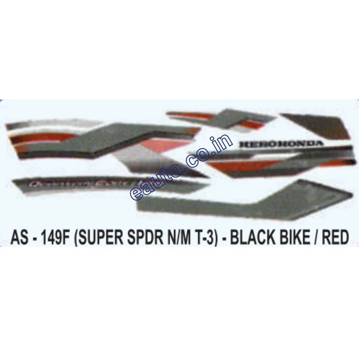 Graphics Sticker Set for Hero Honda Super Splendor | Type 3 | Black Vehicle | Red Sticker | Both Sides