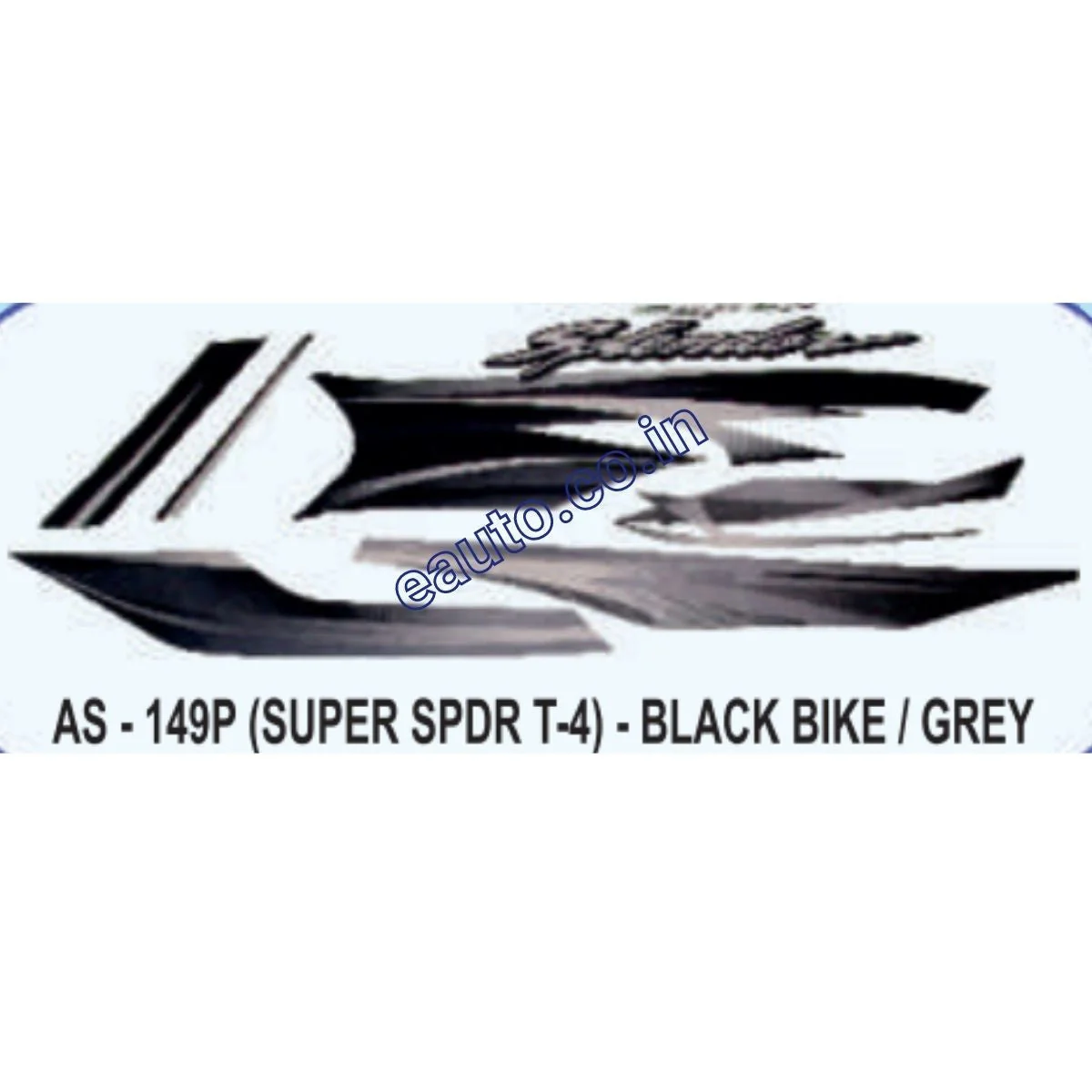 Graphics Sticker Set for Hero Honda Super Splendor | Type 4 | Black Vehicle | Grey Sticker | Both Sides