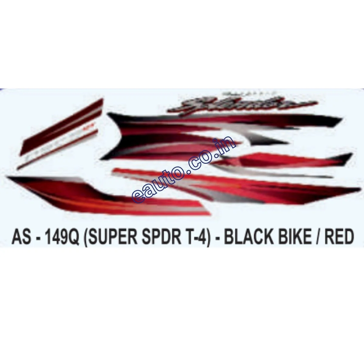 Graphics Sticker Set for Hero Honda Super Splendor | Type 4 | Black Vehicle | Red Sticker | Both Sides