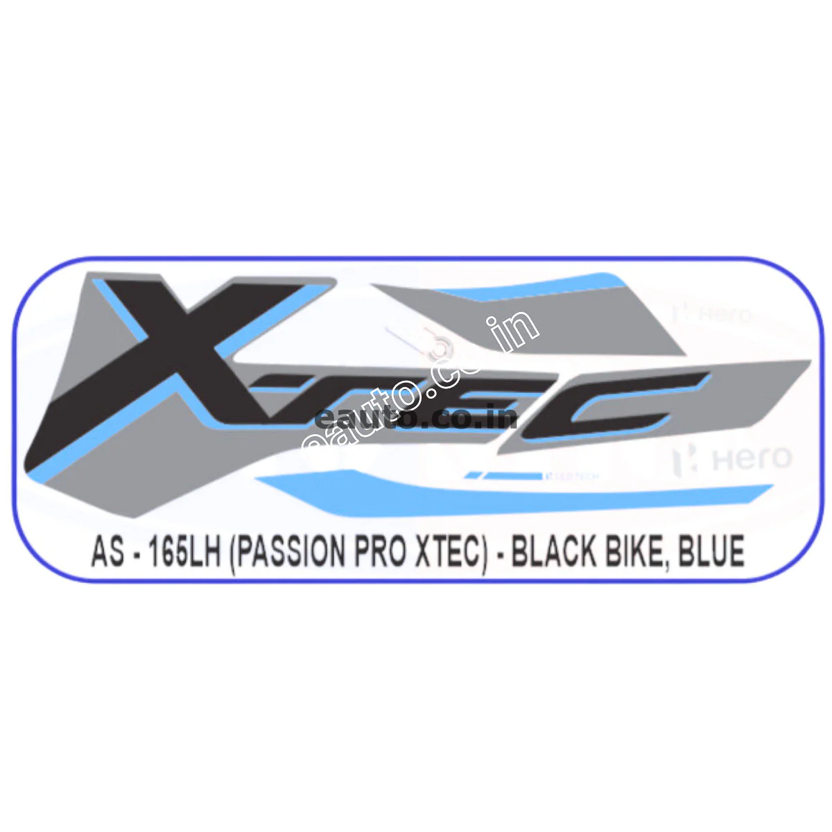 Graphics Sticker Set for Hero Passion Pro | XTEC | Black Vehicle | Blue Sticker | Both Sides