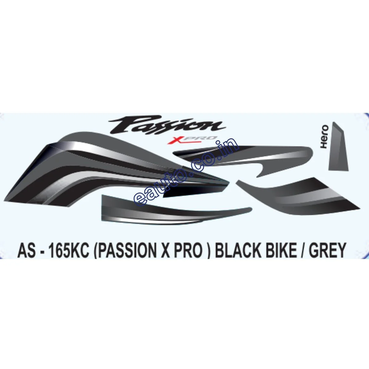 Graphics Sticker Set for Hero Passion X Pro | Type 2 | Black Vehicle | Grey Sticker | Both Sides