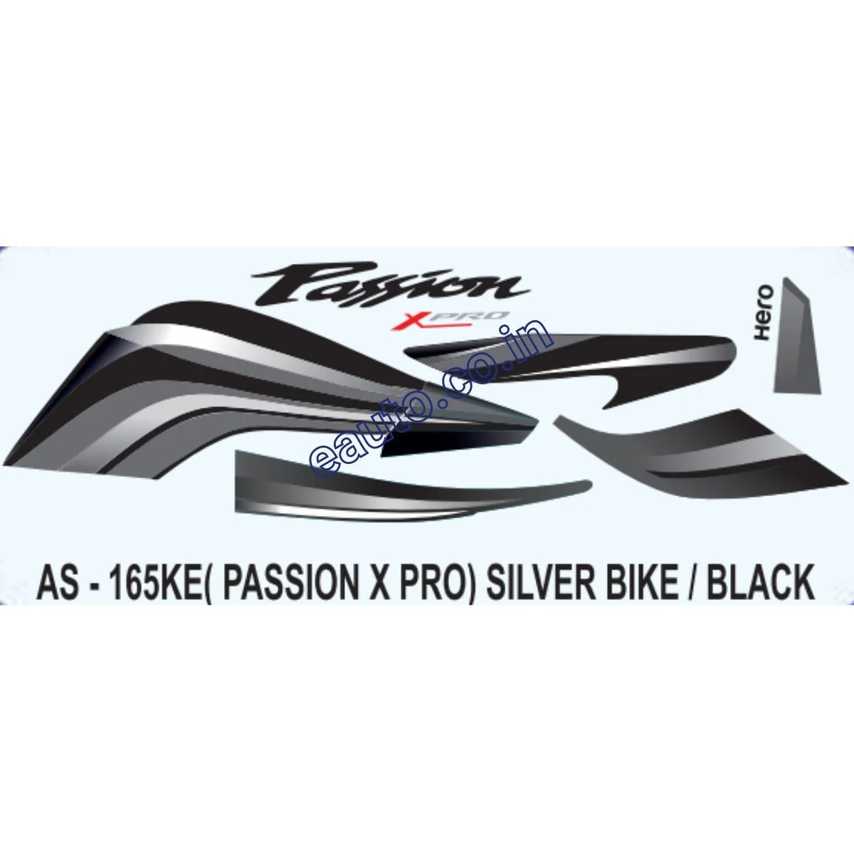 Graphics Sticker Set for Hero Passion X Pro | Type 2 | Silver Vehicle | Black Sticker | Both Sides