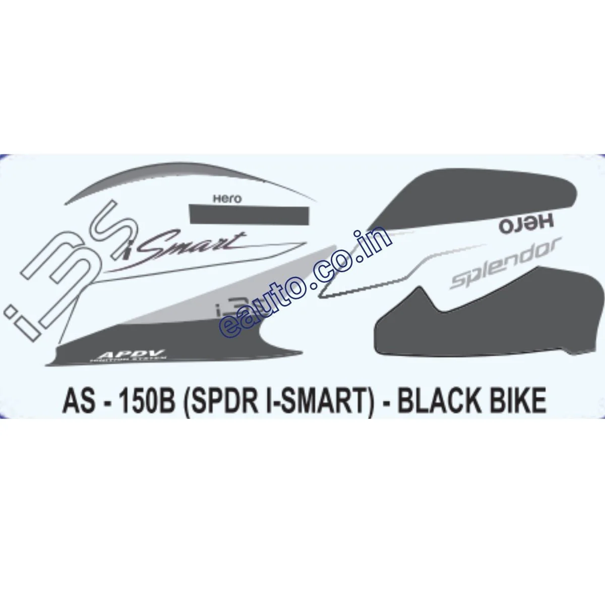 Graphics Sticker Set for Hero Splendor iSmart i3S | Black Vehicle | Both Sides