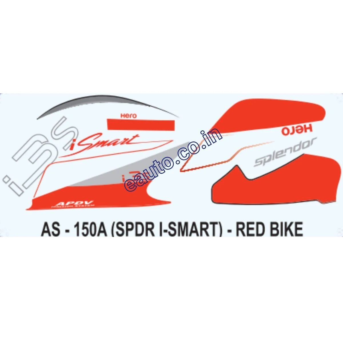 Graphics Sticker Set for Hero Splendor iSmart i3S | Red Vehicle | Both Sides