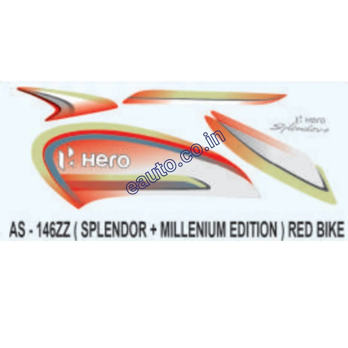 Graphics Sticker Set for Hero Splendor Plus | Millenium Edition | Red Vehicle | Both Sides