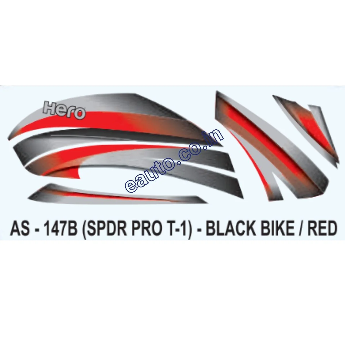 Graphics Sticker Set for Hero Splendor Pro | Type 1 | Black Vehicle | Red Sticker | Both Sides