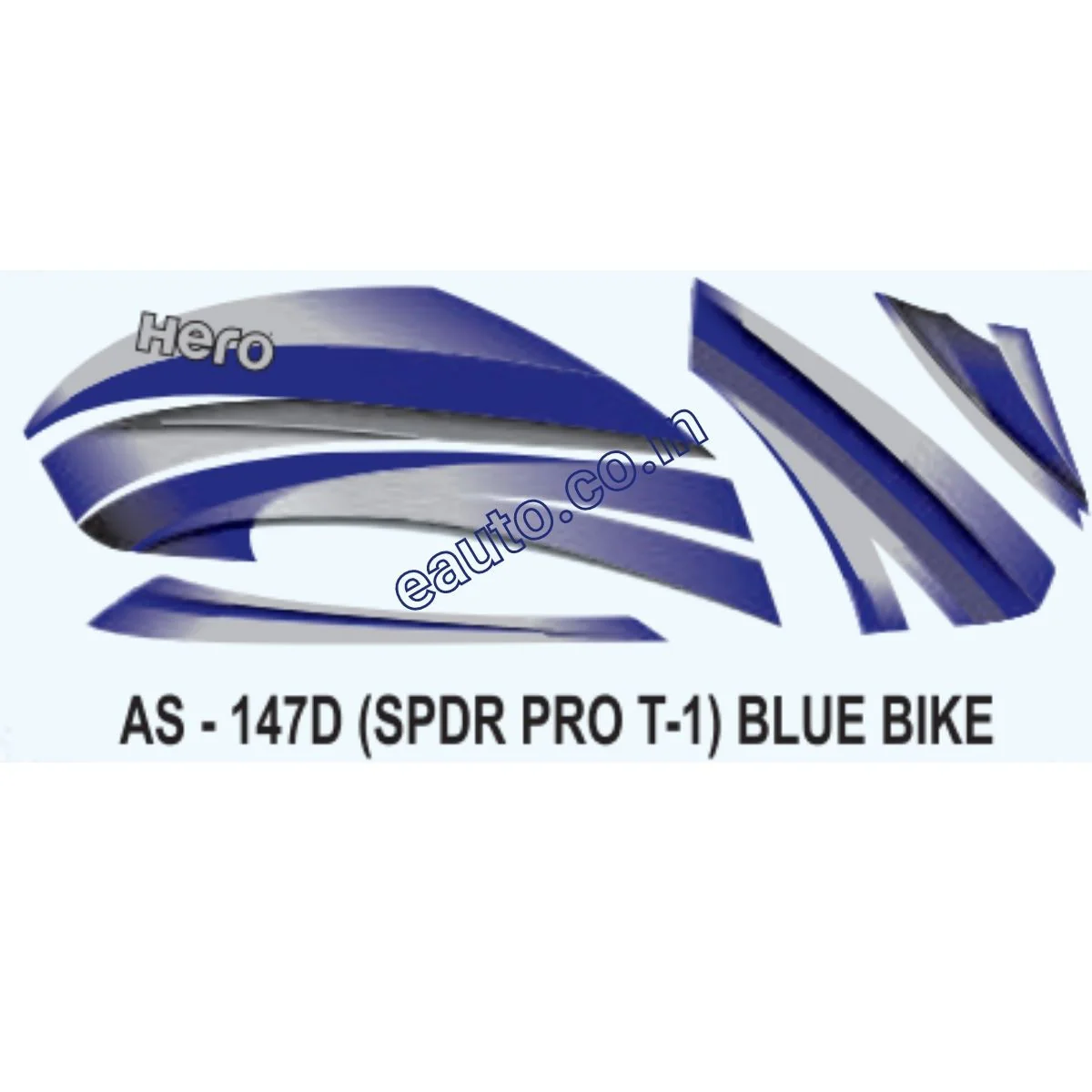 Graphics Sticker Set for Hero Splendor Pro | Type 1 | Blue Vehicle | Both Sides