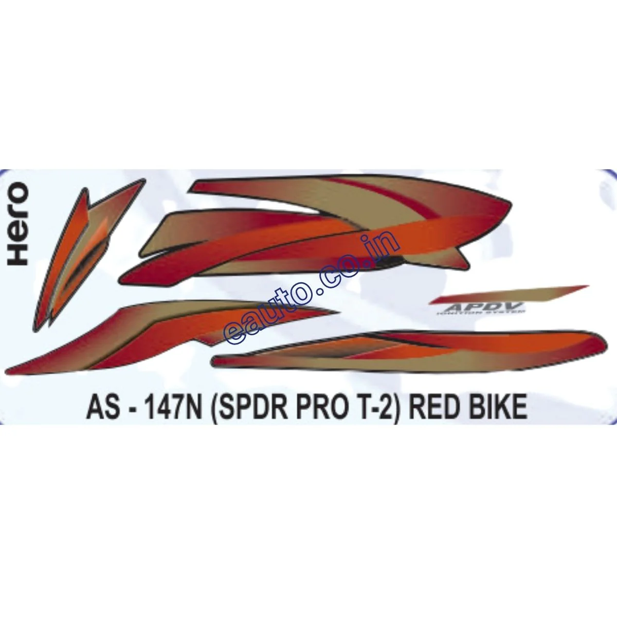 Graphics Sticker Set for Hero Splendor Pro | Type 2 | Red Vehicle | Both Sides