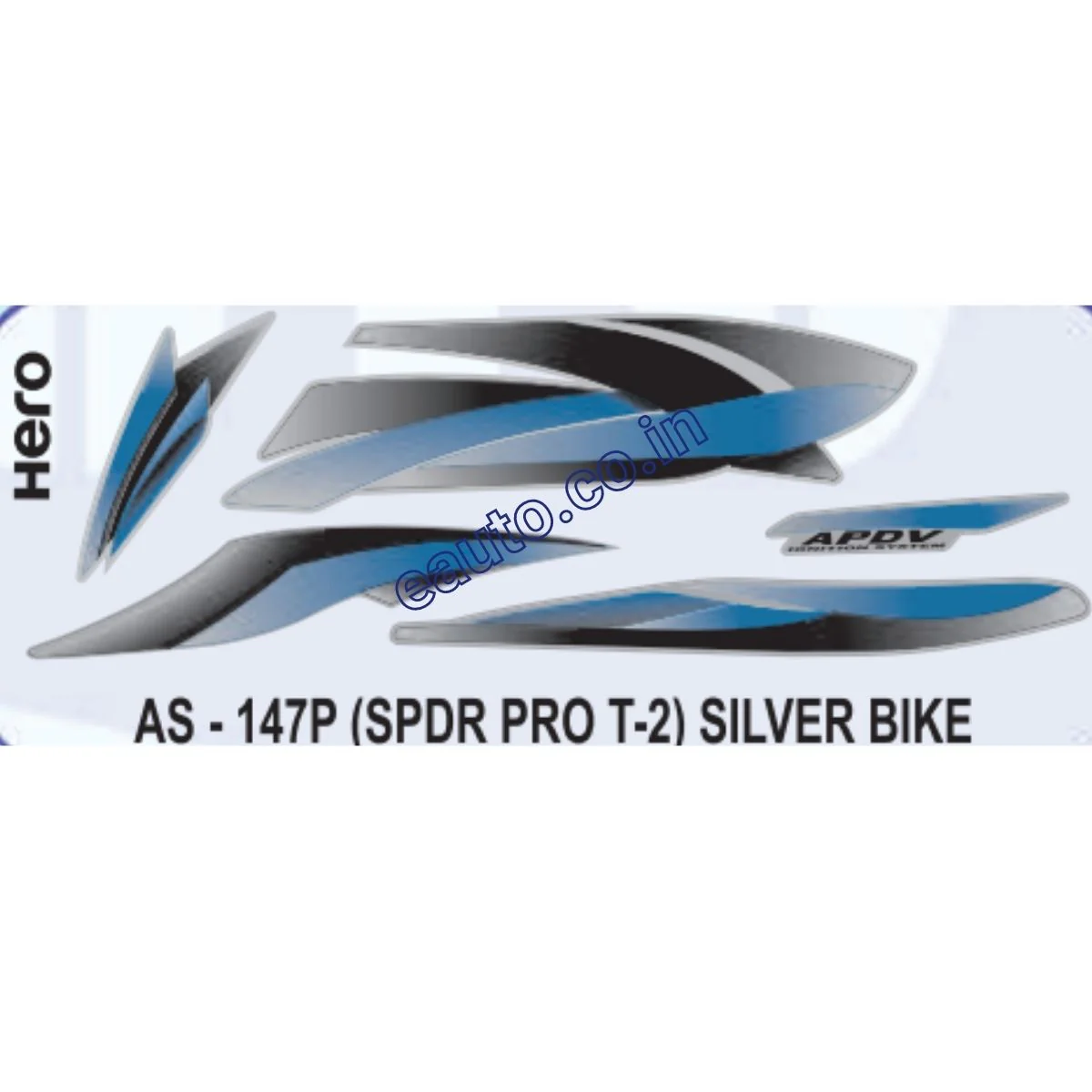 Graphics Sticker Set for Hero Splendor Pro | Type 2 | Silver Vehicle | Both Sides