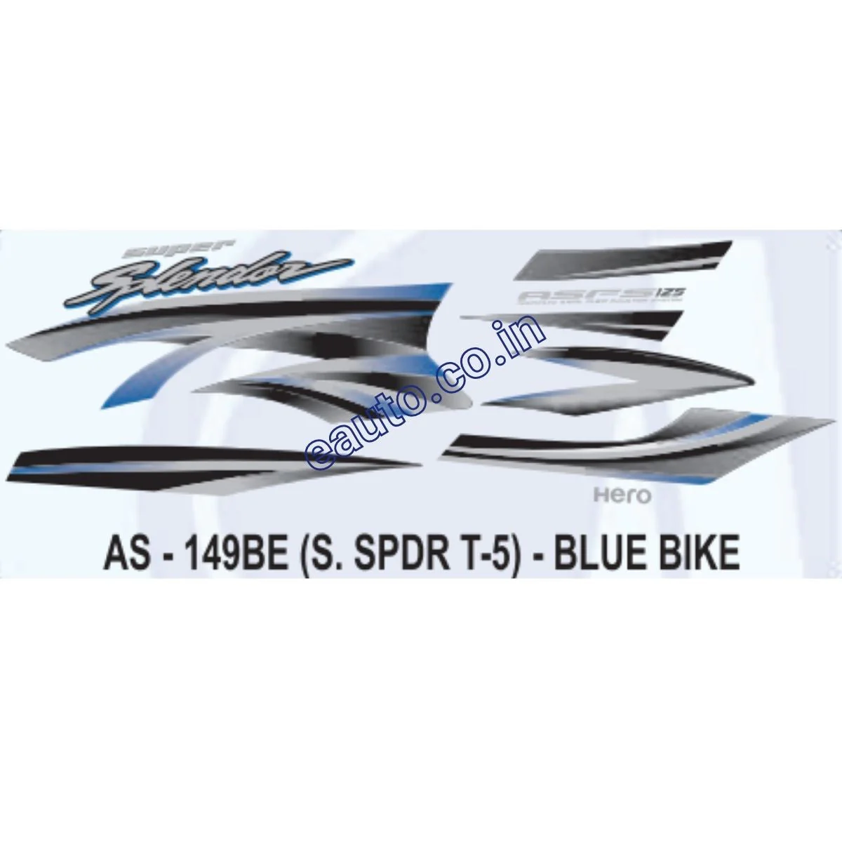 Graphics Sticker Set for Hero Super Splendor 125 | Type 5 | Blue Vehicle | Both Sides