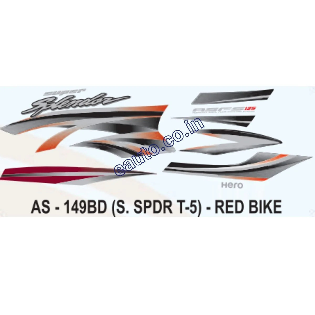 Graphics Sticker Set for Hero Super Splendor 125 | Type 5 | Red Vehicle | Both Sides