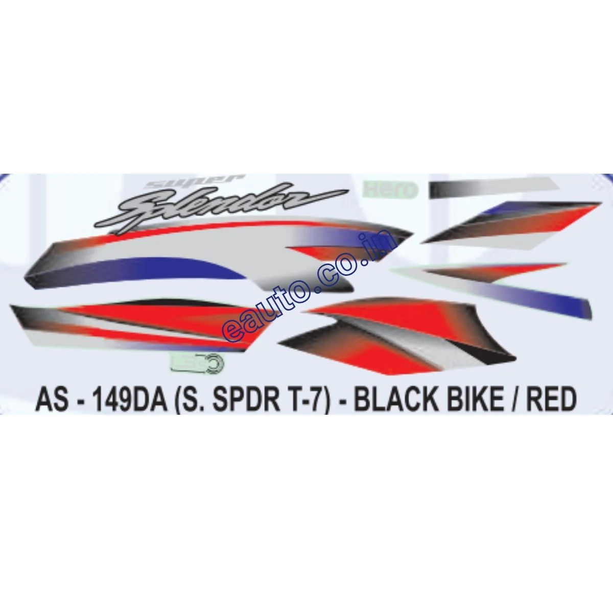 Graphics Sticker Set for Hero Super Splendor i3S | Type 7 | Black Vehicle | Red Sticker | Both Sides