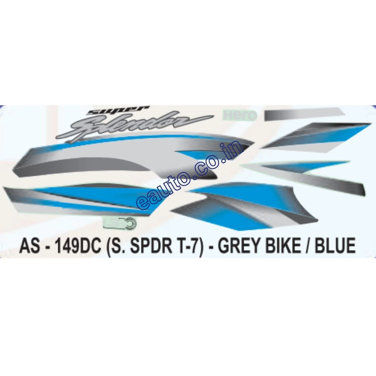 Graphics Sticker Set for Hero Super Splendor i3S | Type 7 | Grey Vehicle | Blue Sticker | Both Sides