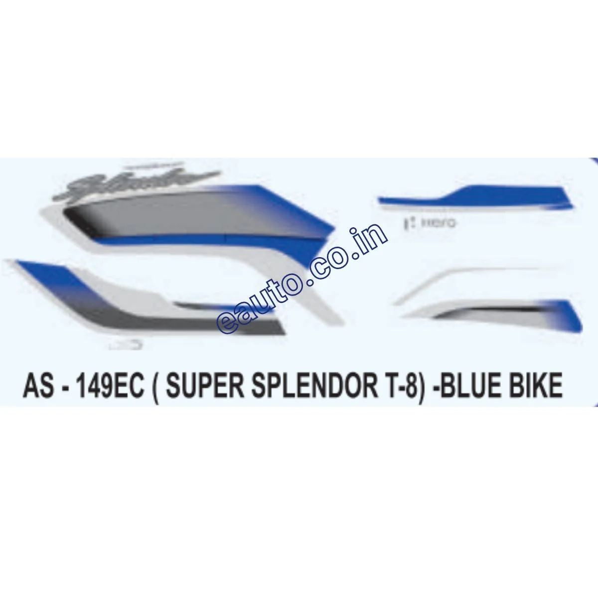 Graphics Sticker Set for Hero Super Splendor i3S | Type 8 | Blue Vehicle | Both Sides