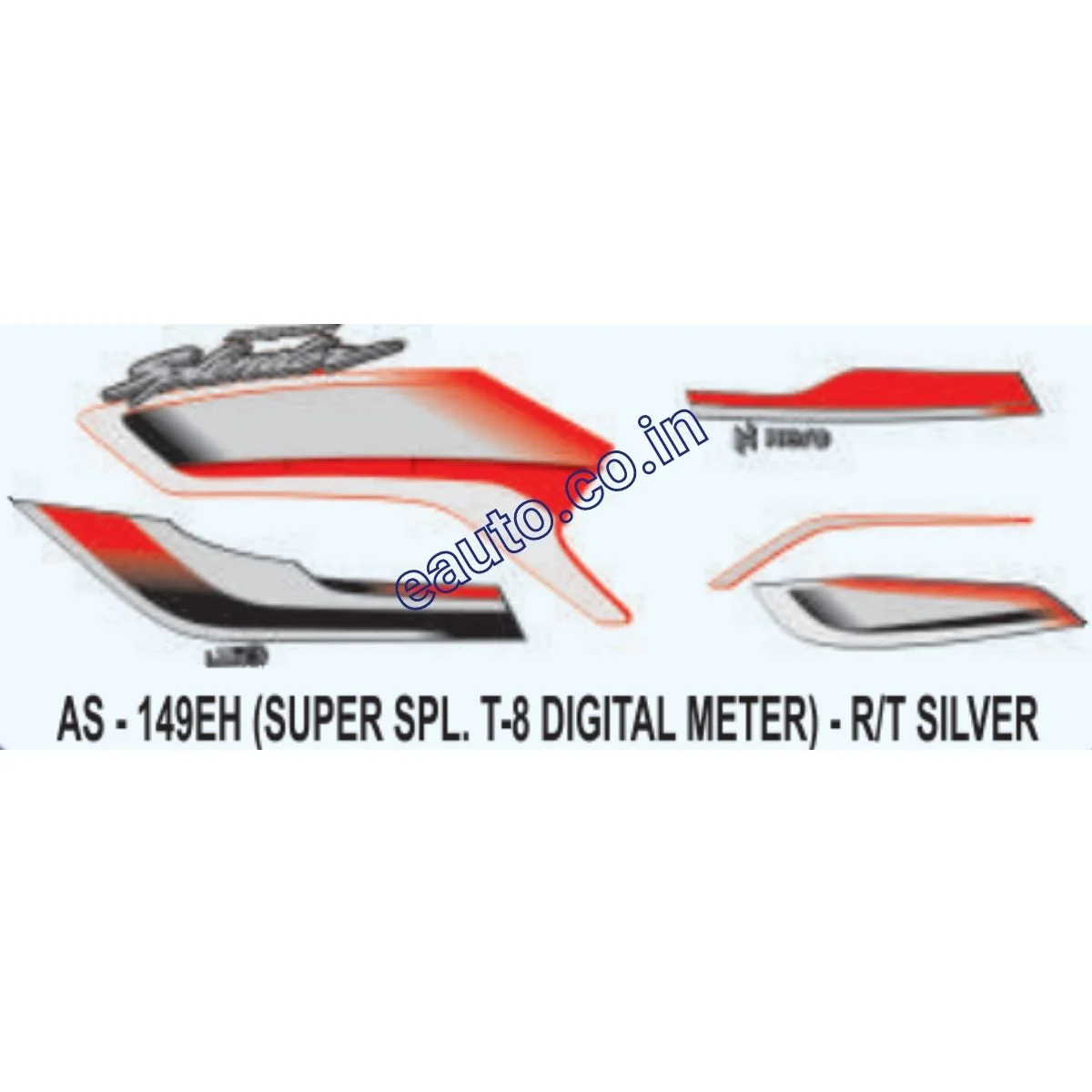 Graphics Sticker Set for Hero Super Splendor i3S | Type 8 | Digital Meter | Red & SIlver Sticker | Both Sides