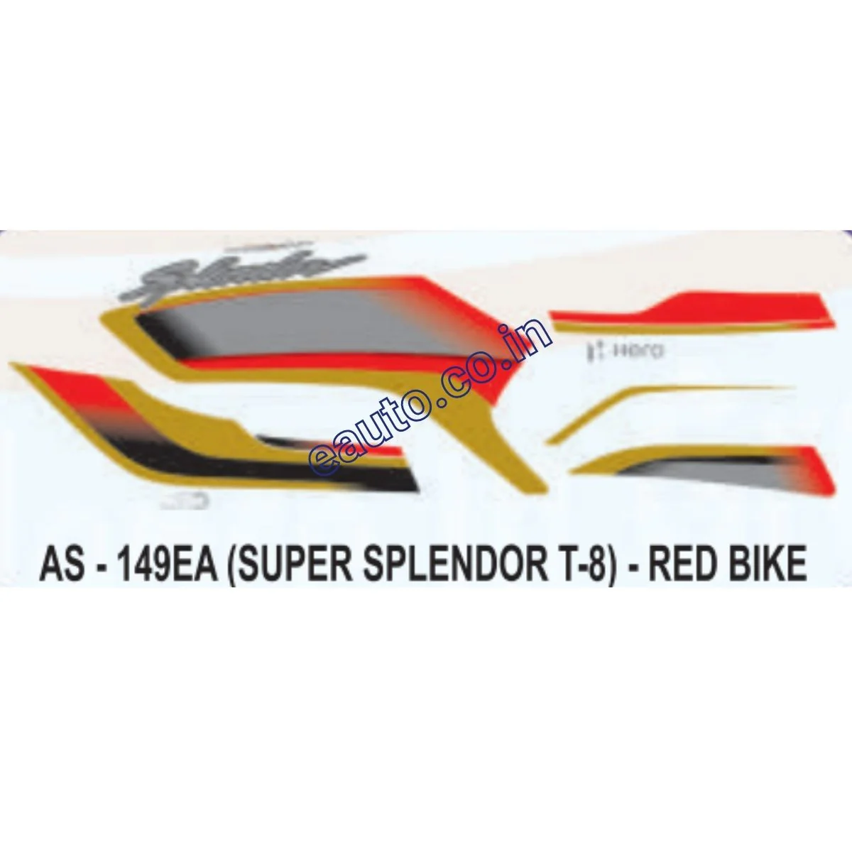 Graphics Sticker Set for Hero Super Splendor i3S | Type 8 | Red Vehicle | Both Sides