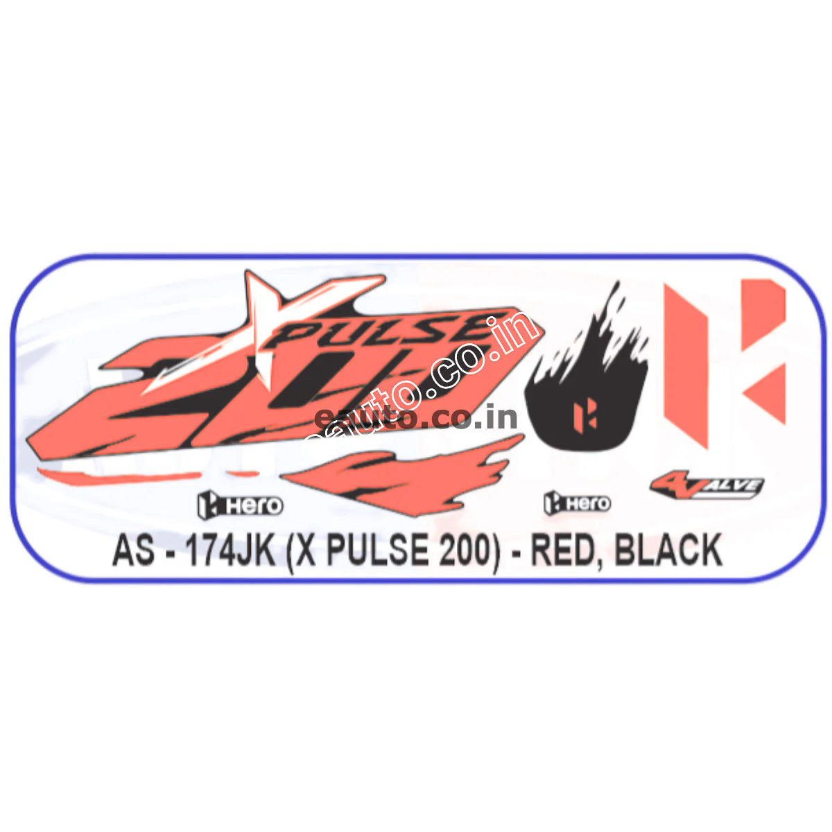 Graphics Sticker Set for Hero XPulse 200 | 4V | Red & Black Sticker | Both Sides