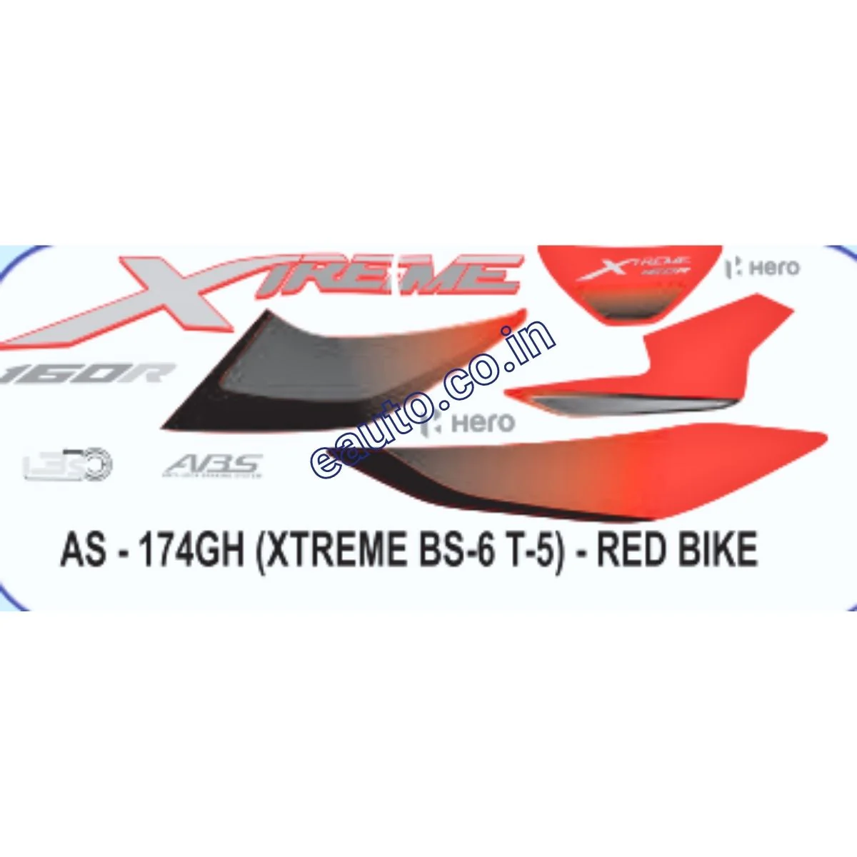 Graphics Sticker Set for Hero Xtreme 160R BS6 | Type 5 | Red Vehicle | Both Sides