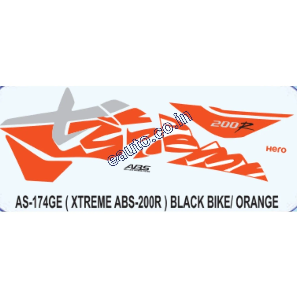 Graphics Sticker Set for Hero Xtreme 200R | ABS | Black Vehicle | Orange Sticker | Both Sides