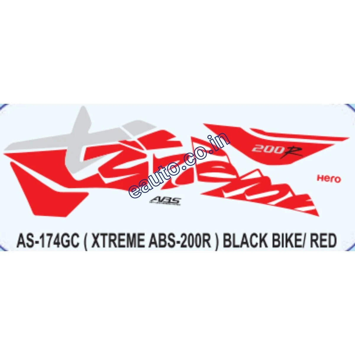 Graphics Sticker Set for Hero Xtreme 200R | ABS | Black Vehicle | Red Sticker | Both Sides