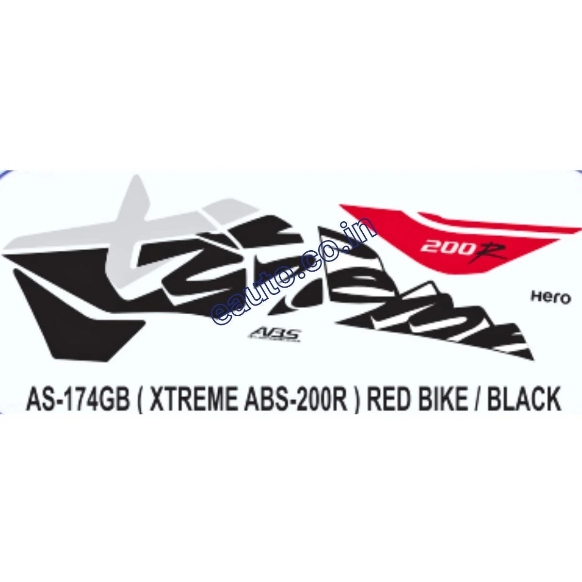 Graphics Sticker Set for Hero Xtreme 200R | ABS | Red Vehicle | Black Sticker | Both Sides