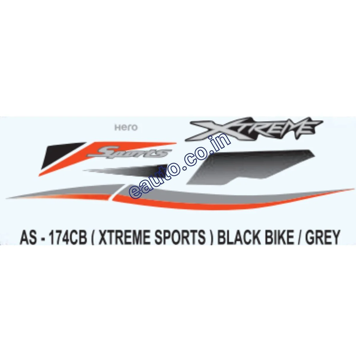 Graphics Sticker Set for Hero Xtreme Sports | Black Vehicle | Grey Sticker | Both Sides