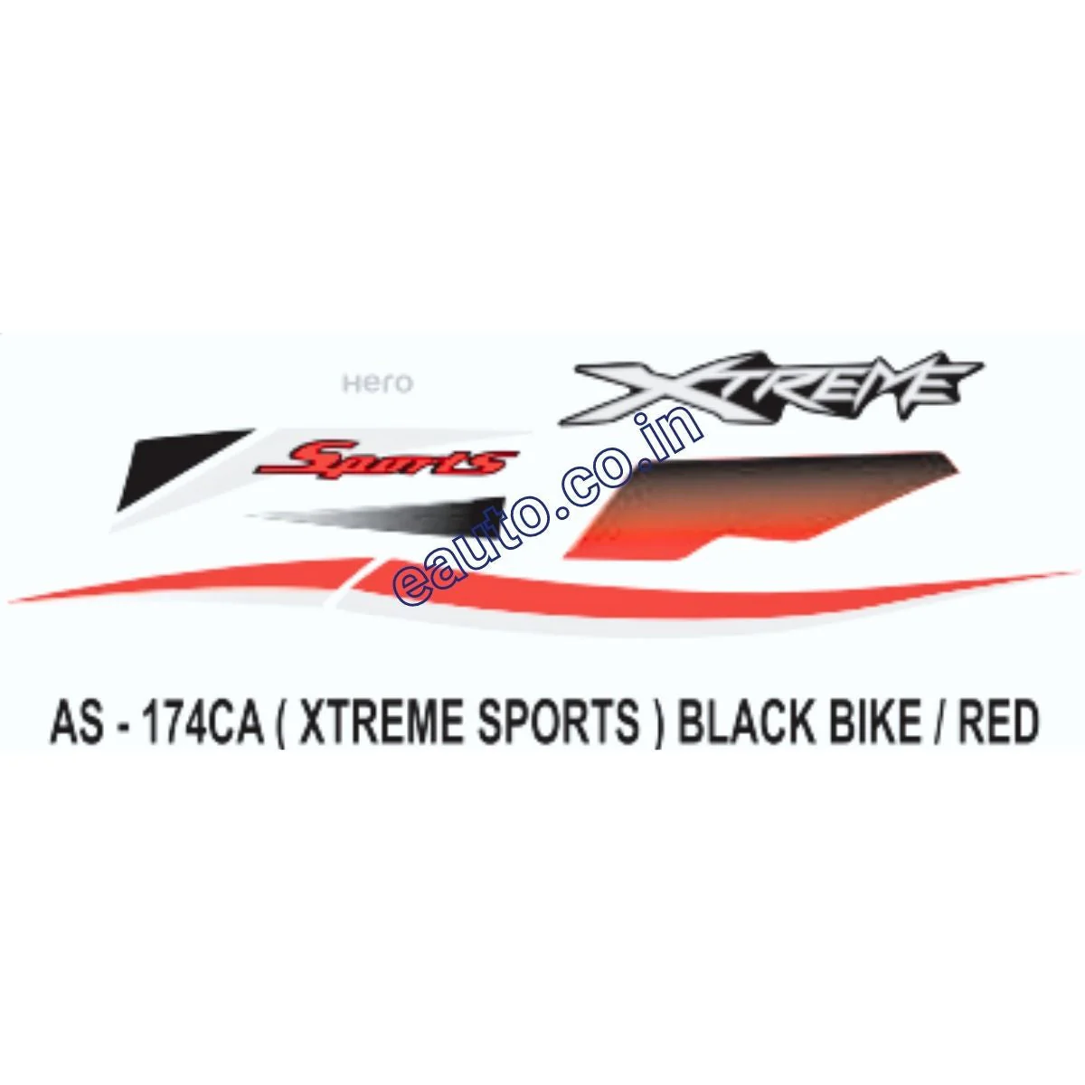 Graphics Sticker Set for Hero Xtreme Sports | Black Vehicle | Red Sticker | Both Sides