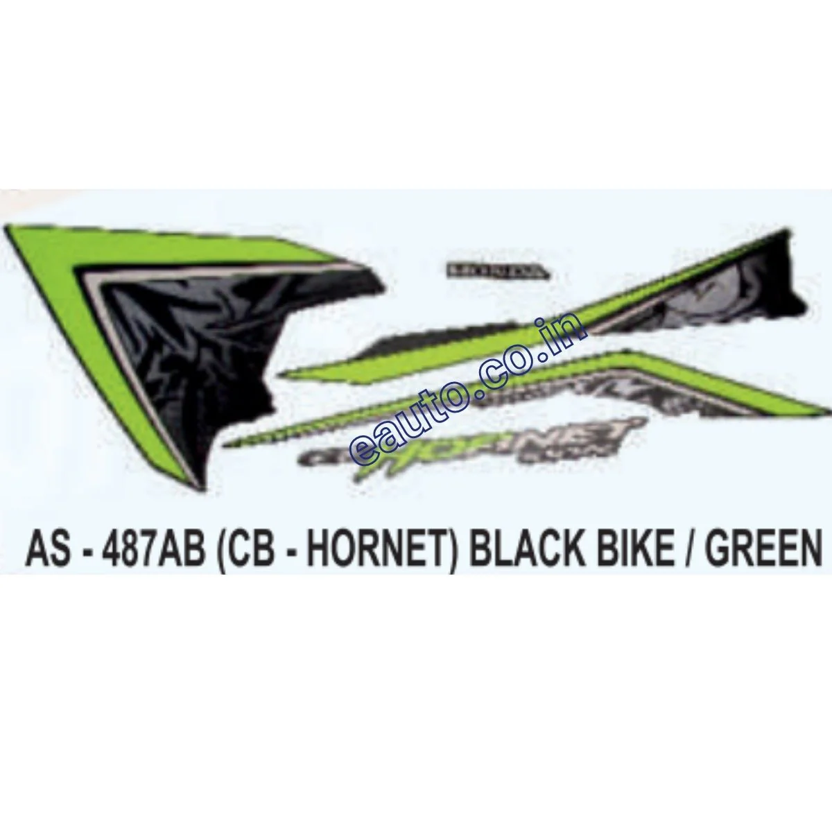 Graphics Sticker Set for Honda CB Hornet | Black Vehicle | Green Sticker | Both Sides