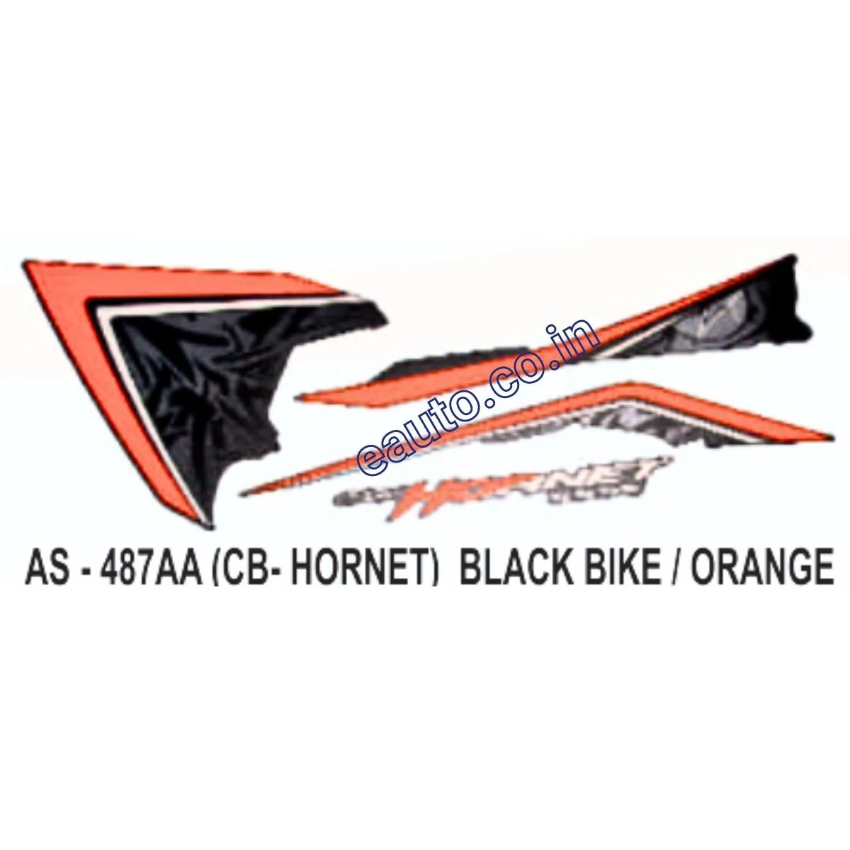 Graphics Sticker Set for Honda CB Hornet | Black Vehicle | Orange Sticker | Both Sides
