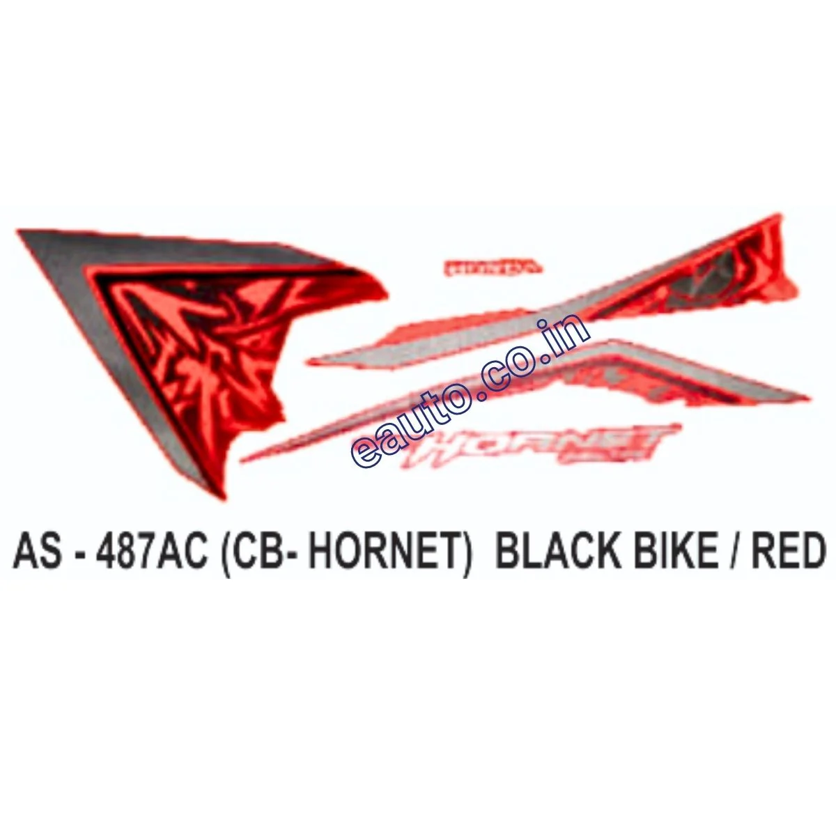 Graphics Sticker Set for Honda CB Hornet | Black Vehicle | Red Sticker | Both Sides